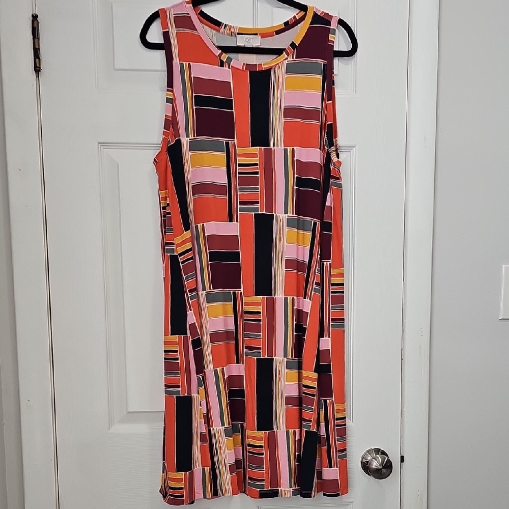 LOFT Pink and Black Sleeveless Sundress